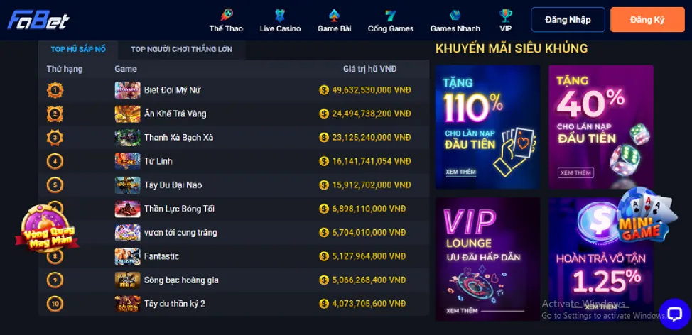 Hình ảnh các loại trò chơi tại g666 app